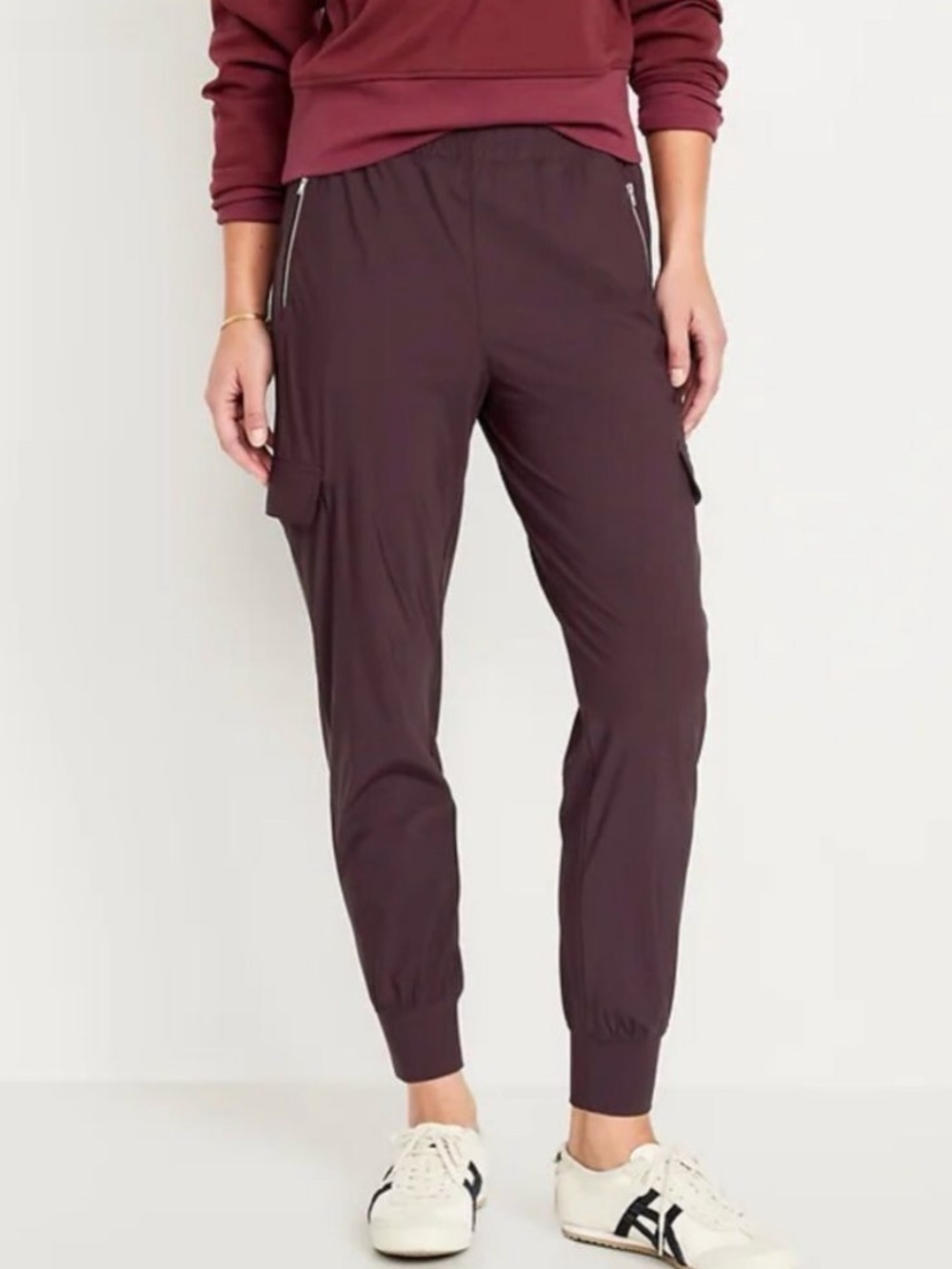 OLD NAVY High Waisted SleekTech Cargo Joggers Purple M
